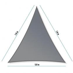++Voile d'ombrage Triangulaire 5x7x7m Protection Vent Soleil UV 30+ jardi64146