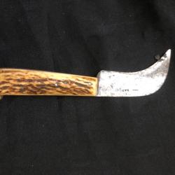 ancien couteau serpette "laporte" manche bois de cerf