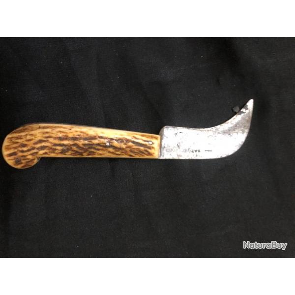 ancien couteau serpette "laporte" manche bois de cerf