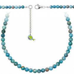 Collier en apatite bleue - Perles rondes 6 mm - 70 cm