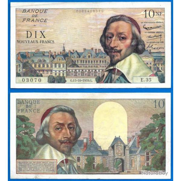 France 10 Nouveaux Francs 1959 Richelieu Billet Franc Frcs Frc Frs
