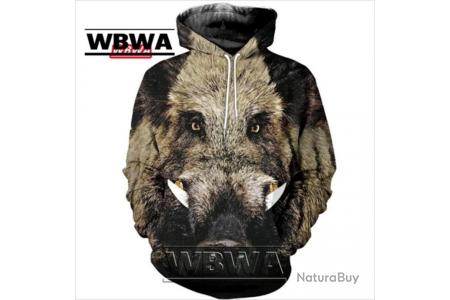 WBWA Sweat Flocage 3D Avec T te De Sanglier R315 LIVRAISON GRATUITE