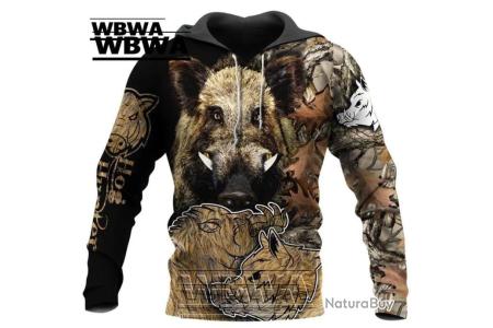 WBWA Sweat Flocage 3D Avec Tête De Sanglier R196 LIVRAISON