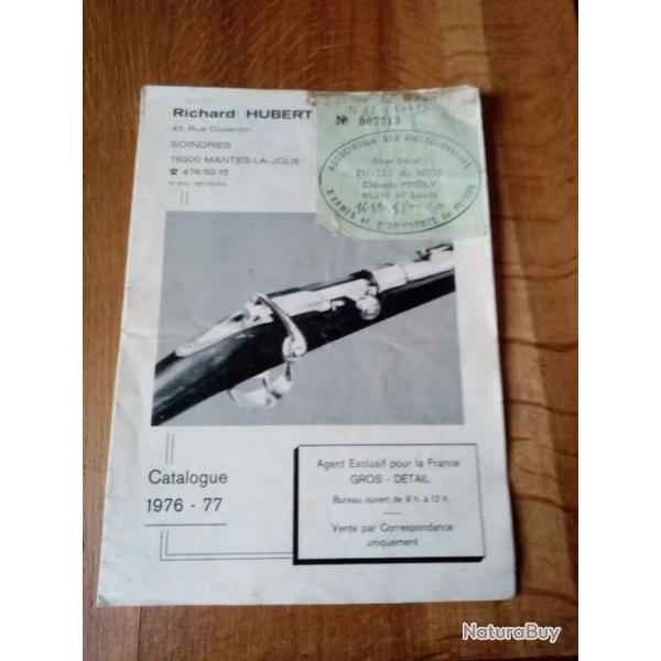 Livret de vente de Pices Dtaches d'armes Catalogue 1976-77 R.Hubert
