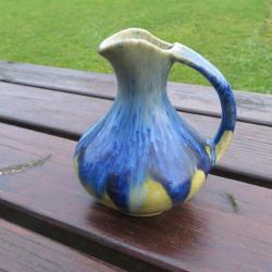VINTAGE - Ancien petit Pichet/Cruche en Céramique Vernissée bleuté (XXé)