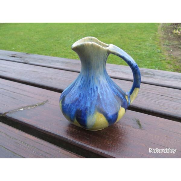VINTAGE - Ancien petit Pichet/Cruche en Cramique Vernisse bleut (XX)