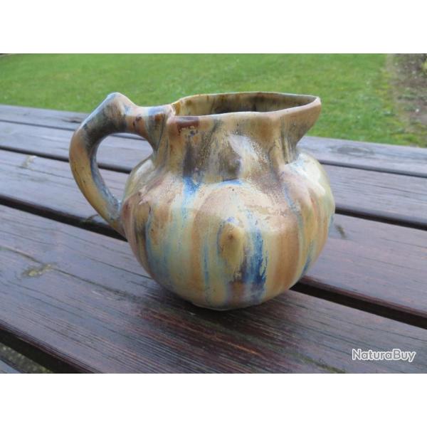 VINTAGE - Ancien Pichet/Cruche en Cramique Vernisse de forme atypique Citrouille/Melon(XX)