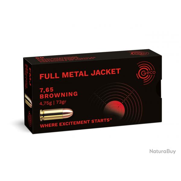 Munitions Geco 7.65 Browning / .32ACP FMJ 4.75g 73gr x5 boites