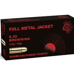 Munitions Geco 6.35 Browning FMJ 3.2g 49gr x5 boites