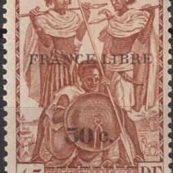 timbre cote Française des somalis 1943 surchargé France libre