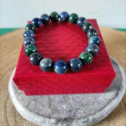 Bracelet pierre Azurite , perles 10 mm avec écrin Réf : N200 ( promo )