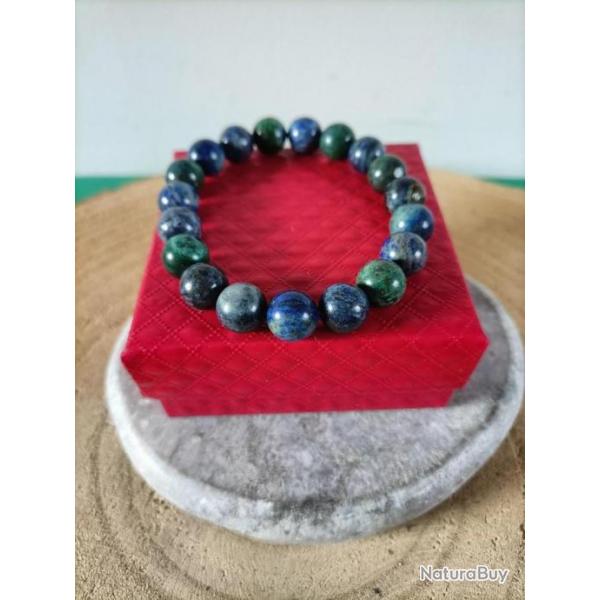 Bracelet pierre Azurite , perles 10 mm avec crin Rf : N200 ( promo )