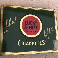 BOITE MÉTALLIQUE LUCKY STRIKE US WW2 TABAC BOX CIGARETTE VIDE !