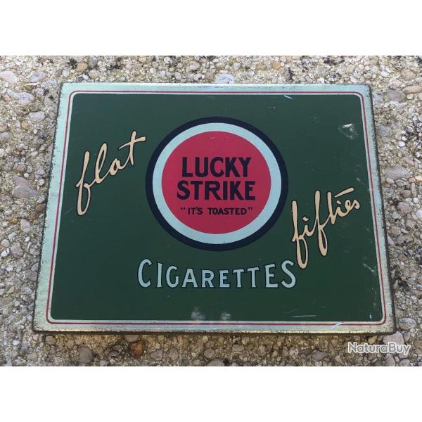 BOITE MTALLIQUE LUCKY STRIKE US WW2 TABAC BOX CIGARETTE VIDE !