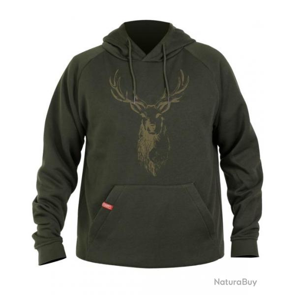 Sweat  capuche motif cerf (Couleur: Vert, Taille: L)