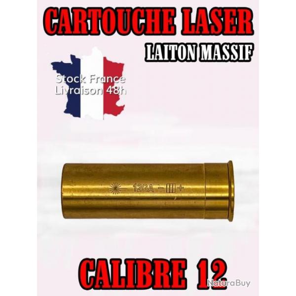 Cartouche laser de rglage calibre 12 en laiton massif - Envoi rapide depuis la France