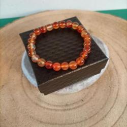 Bracelet en pierre naturelle Cornaline perles 8 mm  avec écrin Réf : N176