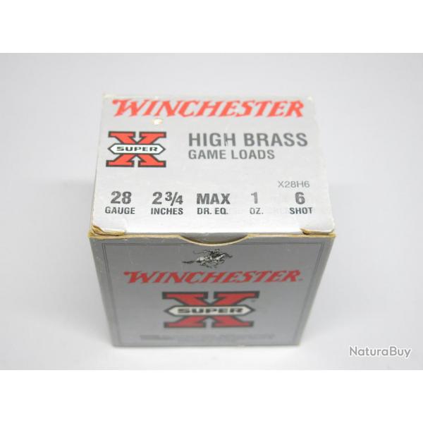 Boite de 25 cartouches Winchester cal 28  hight brass  2 3/4  6 shot