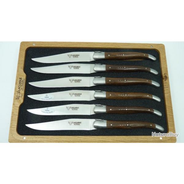 Coffret 6 couteaux de table Laguiole en Aubrac manche en bois de frne