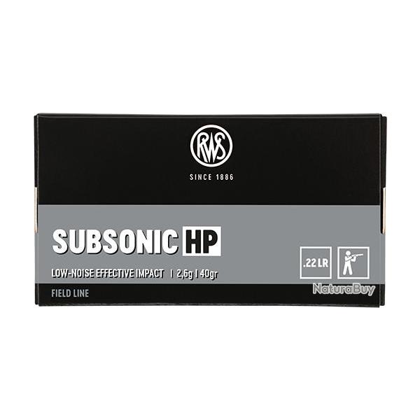 Cartouches RWS subsonic HP Calibre 22LR - Boite de 50 units
