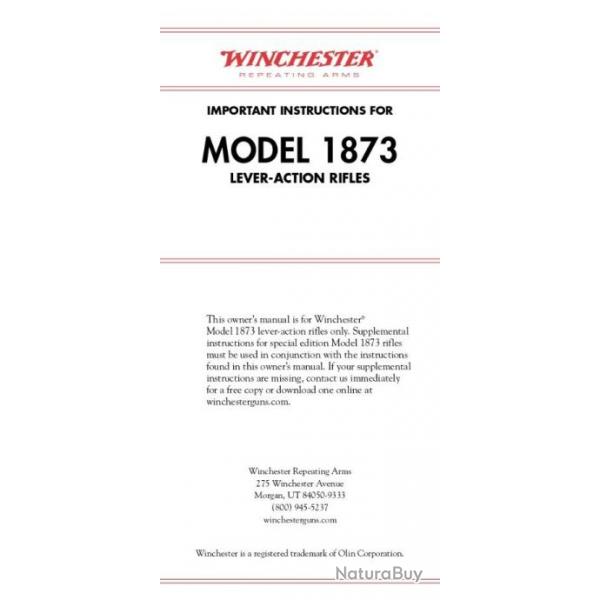 notice WINCHESTER 73 WINCHESTER 1873 (envoi par mail) - VENDU PAR JEPERCUTE (m1880)