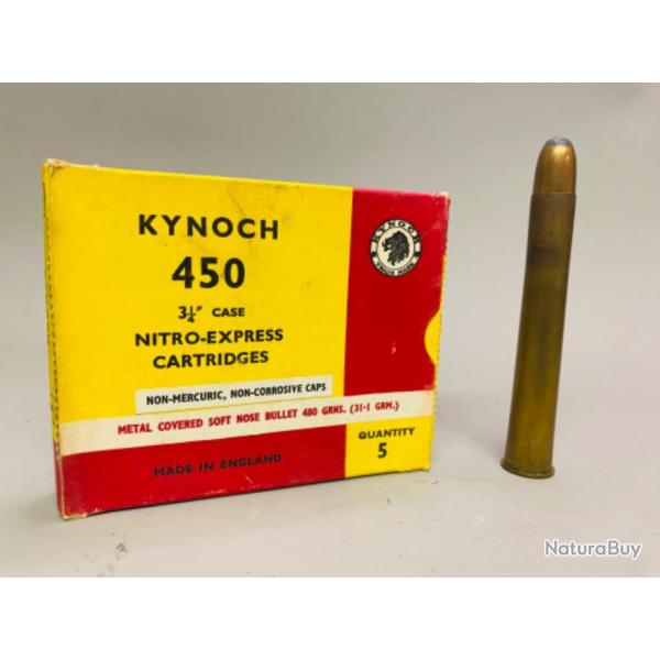 BOITE DE CARTOUCHES KYNOCH .450- 3 1/4" NITRO-EXPRESS {SCELLES} Boite de 5 munitions