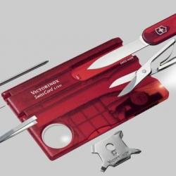 Couteau VICTORINOX - SwissCard Lite rouge translucide 8p