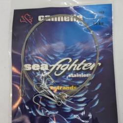 CANNELLE 3 bas de ligne SEA FIGHTER 7 STRANDS longueur 1 m acier , N° 2/ 18 kgs , hameçons triple.