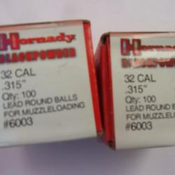 200 balles rondes Hornady calibre 32 ( .315 )  référence 6003