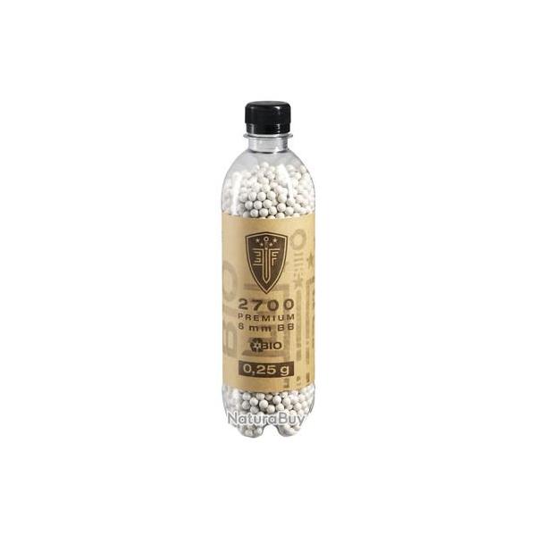 Bouteille de 2700 Billes Bio lite force premium bio CAL. 6mm Blanc 0.25g