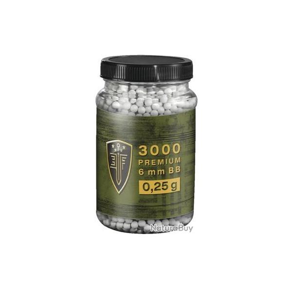 POT DE 3000 BILLES PLASTIQUES LITE FORCE PREMIUM CAL. 6 MM 0,25G BLANC