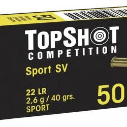 Boite de 50 Cartouche Top Shot Standard Velocity CAL. .22 LR LRN Tête Plomb Ronde 40GR