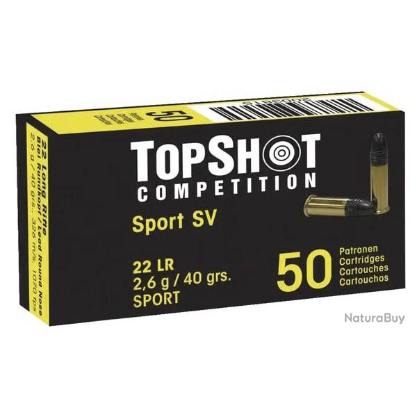 Boite de 50 Cartouche Top Shot Standard Velocity CAL. .22 LR LRN Tte Plomb Ronde 40GR