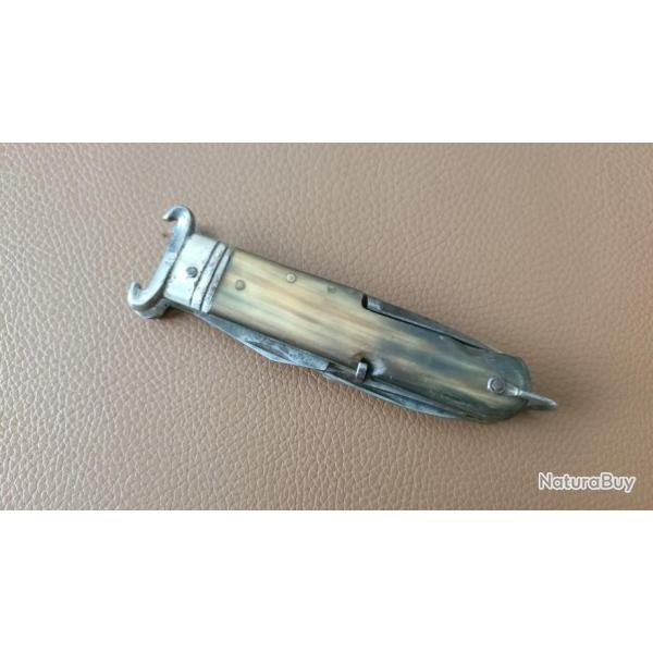 Couteau de poche multifonction avec extracteur de cartouches 12 et 16 manche en corne