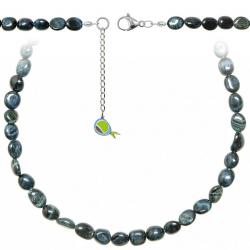Collier en oeil de faucon - Perles pierres roulées 7 à 10 mm - 50 cm