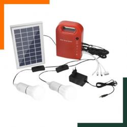 Kit solaire - Générateur solaire  4,5 Ah/6 V - 4 ampoules LED - Câble de 3M - Panneau solaire