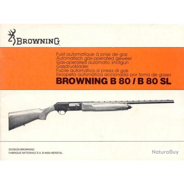notice fusil BROWNING B80 / B80 SL en FRANCAIS b 80 (envoi par mail) - VENDU PAR JEPERCUTE (m1882)