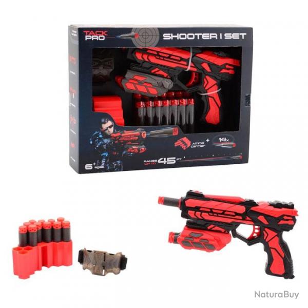 Pistolet Pro Shooter avec chargeurs & 14 munitions