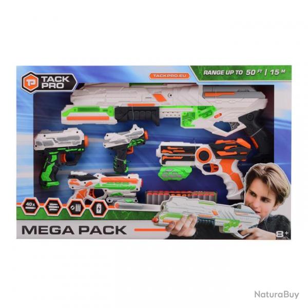 Pack Mega Blaster avec 5 pistolets & 40 munitions