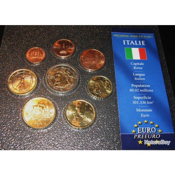 ITALIE premiere serie en euros 2002 8 pieces neuves sous blister