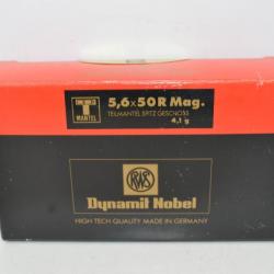 1 Boite de balles 5.6x50 R Mag - RWS - T Mantel - 63gr