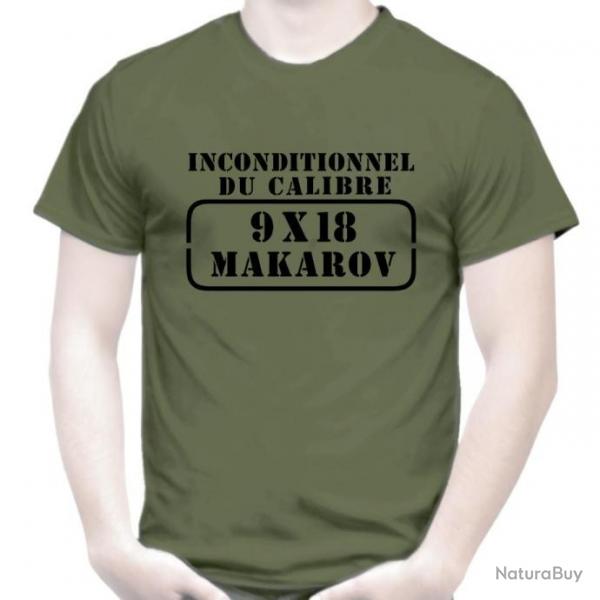 T-SHIRT INCONDITIONNEL DU CALIBRE 9X18 MAKAROV cartouche Pistolet Semi-automatique Tir URSS Russe