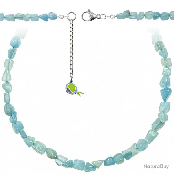Collier en aigue marine - Perles roules 5  8 mm - 60 cm