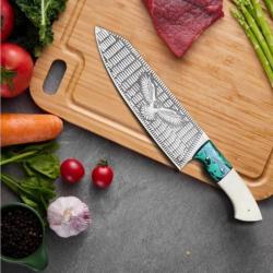 Couteau de Chef FH Knifes en acier inoxydable style Aigle avec Etui en cuir