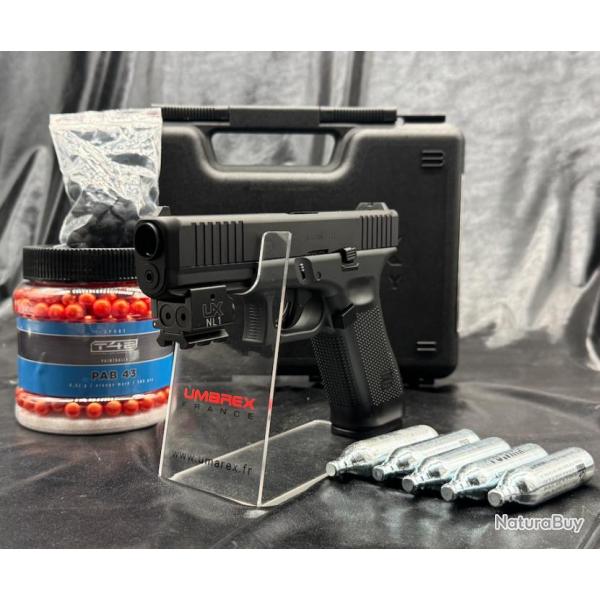 Pack Ultime - Glock 17 gen5 calibre 43 (Munitions caoutchouc X50 + 5X capsules CO2 + Laser + Munitio