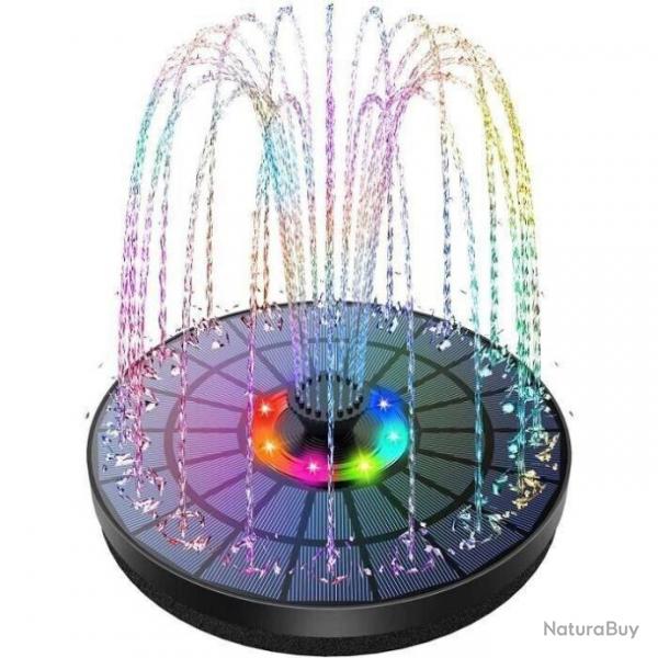 Fontaine Solaire Extrieure Flottante LED 3W avec Batterie et 7 Buses