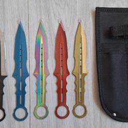 6 couteaux à lancer multicolore