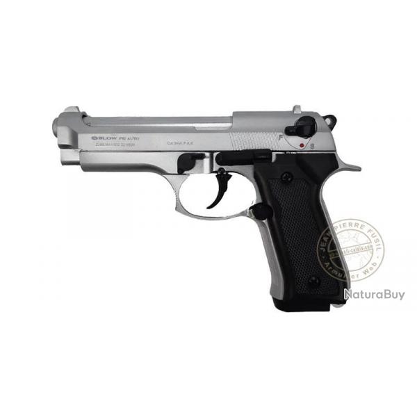 Pistolet d'alarme  blanc ou  gaz BLOW F92 - Cal. 9mm PAK Nickel mat