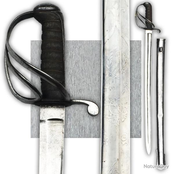 TRES RARE : SABRE ANGLAIS COURT D'ARTILLERIE M1821 ROYAL 1850-70 REINE VICTORIA XIX ORIGINAL