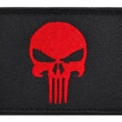 Patch/Ecusson - Punisher - Noir/rouge - velcro - Livraison gratuite